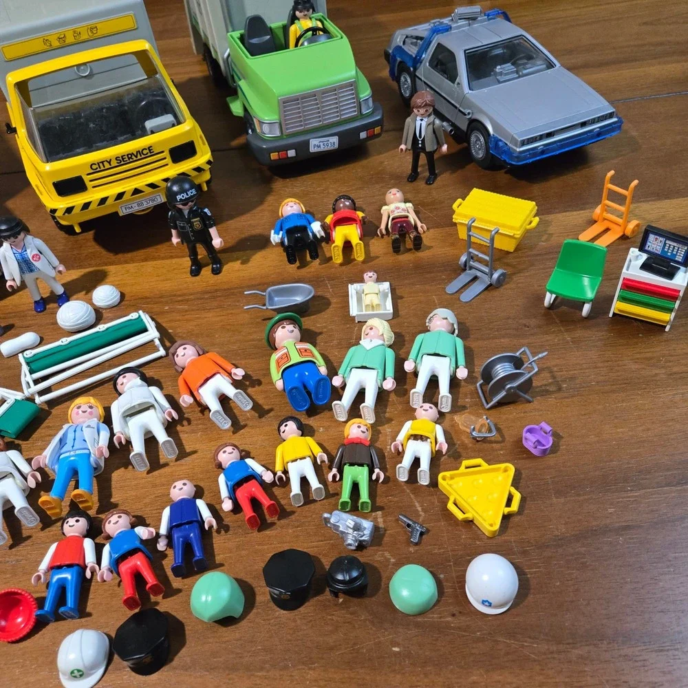 Playmobil City Action Vehicle Lot Fire Truck Ambulance Garbage Truck DeLorean